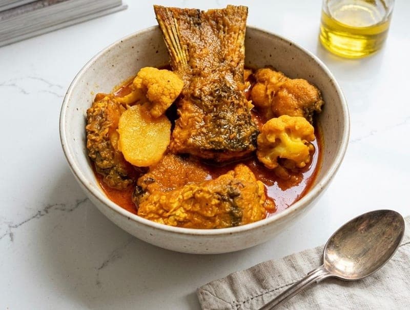 Rui Phulkopi Aloo Jhaal - Authentic Bengali dish in Chicago